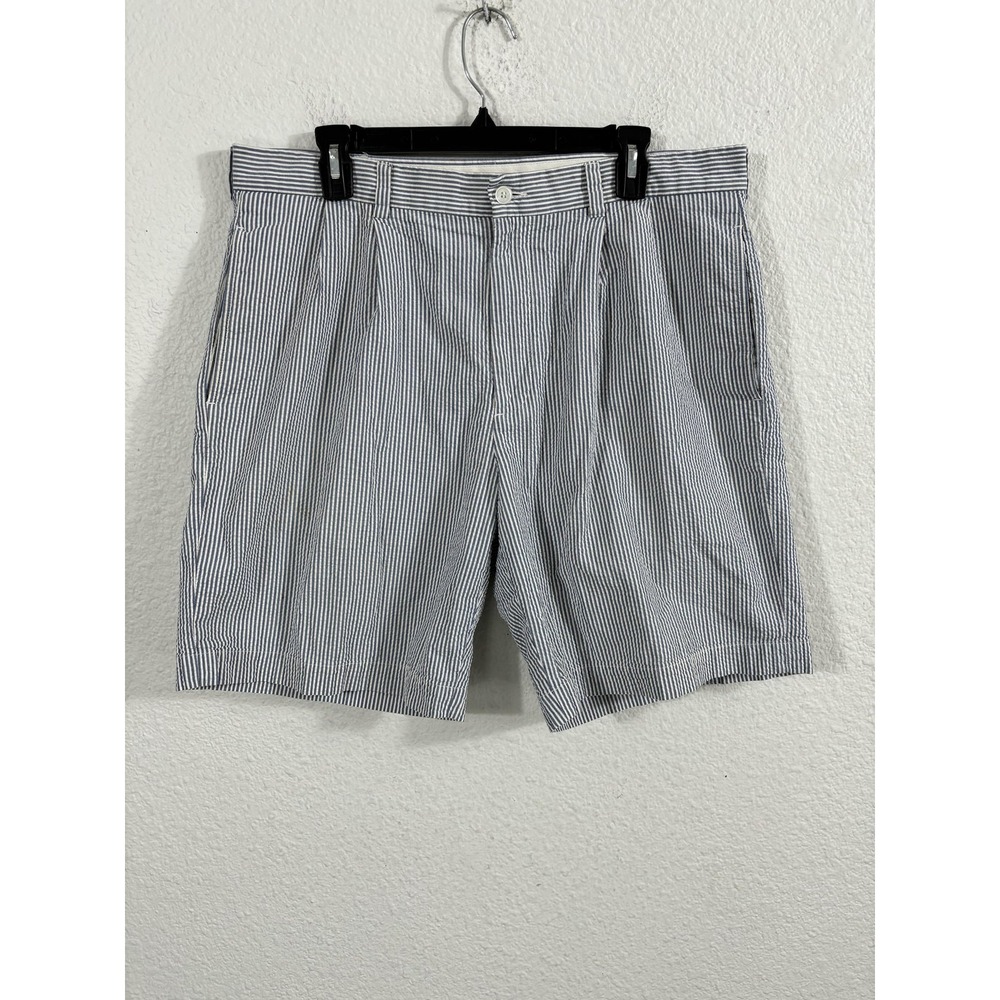Brooks Brothers Shorts Mens 36 Blue White Seersucker‎ Stripe Cotton 346 Summer